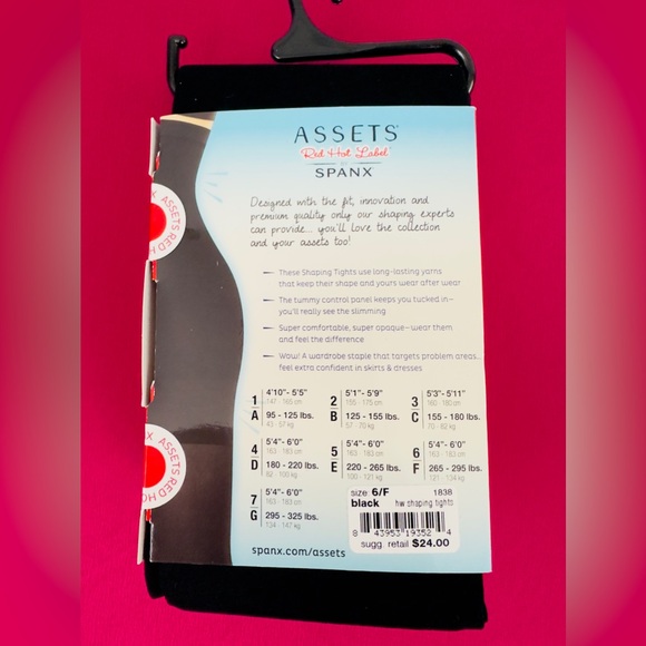 Assets by Red Hot Label Spanx ! Black High Waist Shaping Tights ! size 6/F NIB - Picture 2 of 5